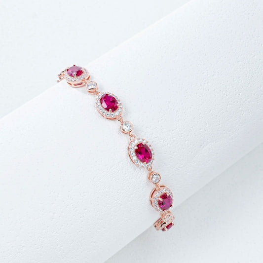 Lab created ruby bracelet in 925 sterling silver