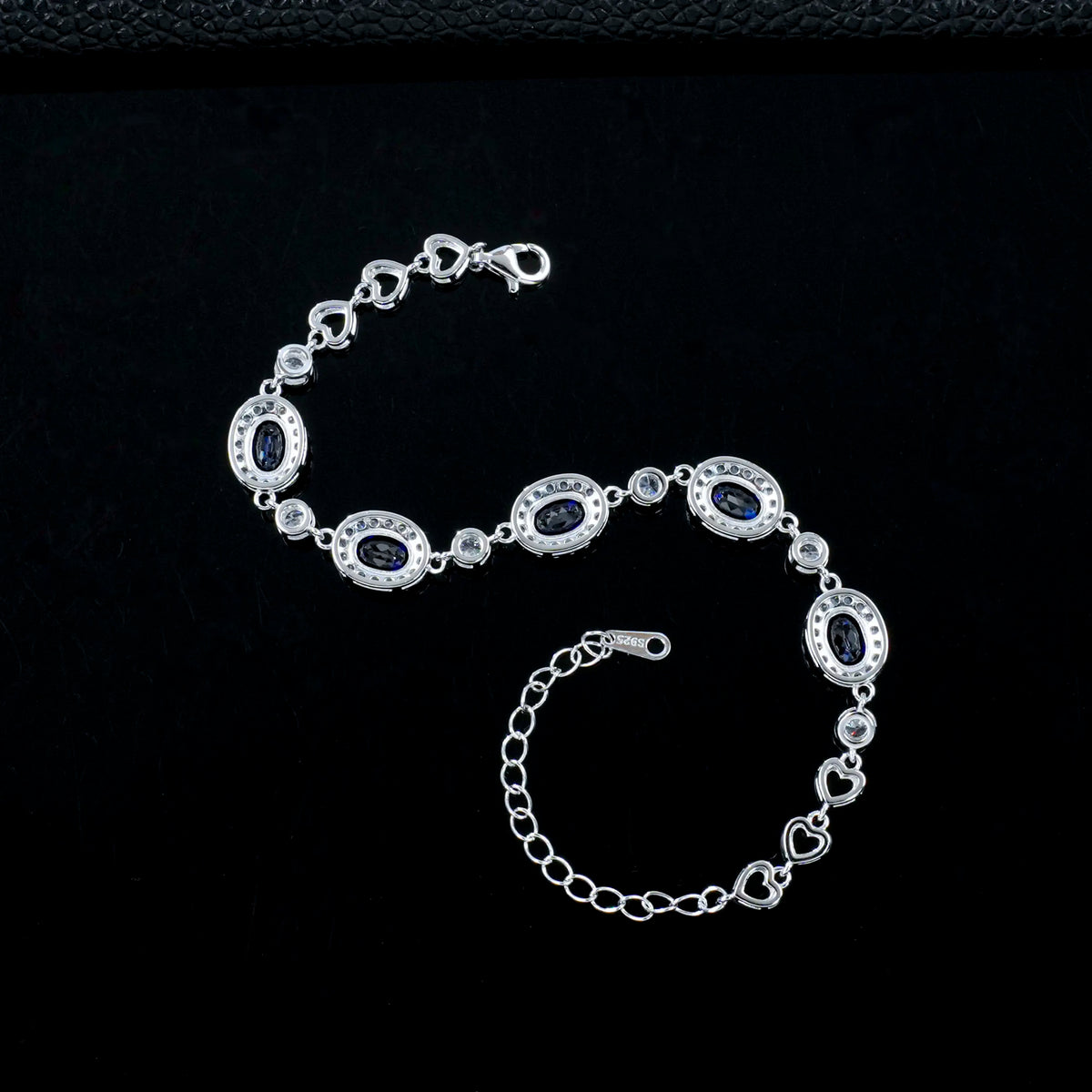 Oval sapphire halo bracelet