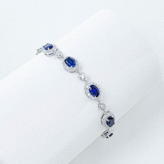 Oval sapphire halo bracelet