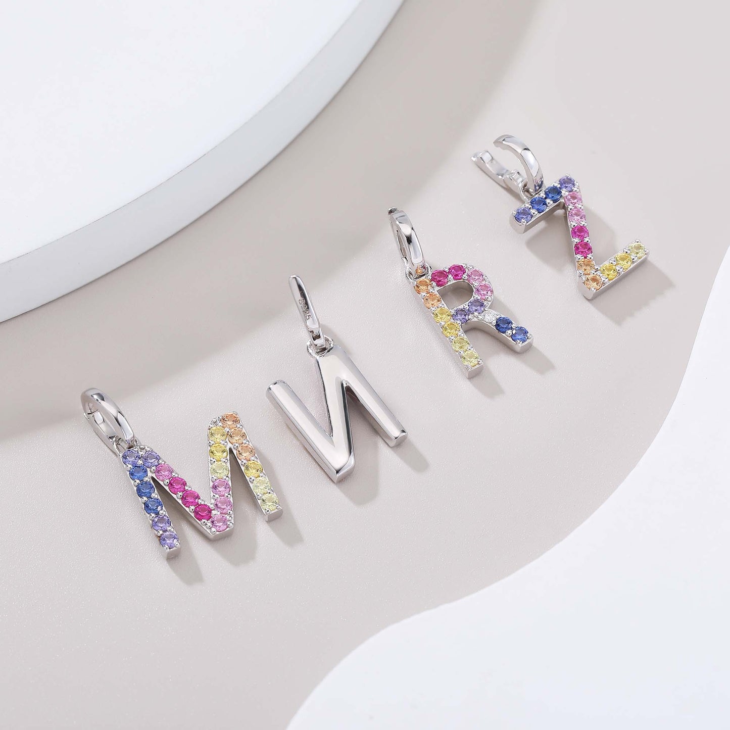 Vibrant Rainbow Lab-Grown Sapphire "Z" Pendant | Sterling Silver Initial Necklace