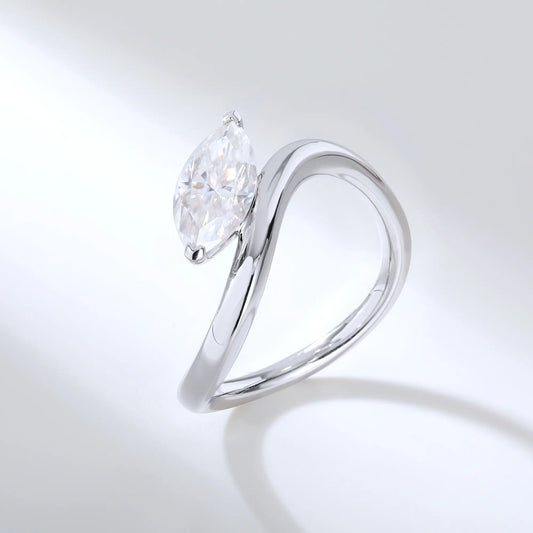 Marquise Moissanite Ring, 925 Sterling Silver Moissanite Marquise Ring Solitaire