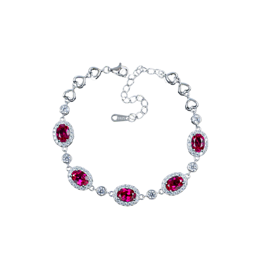 Oval ruby halo bracelet