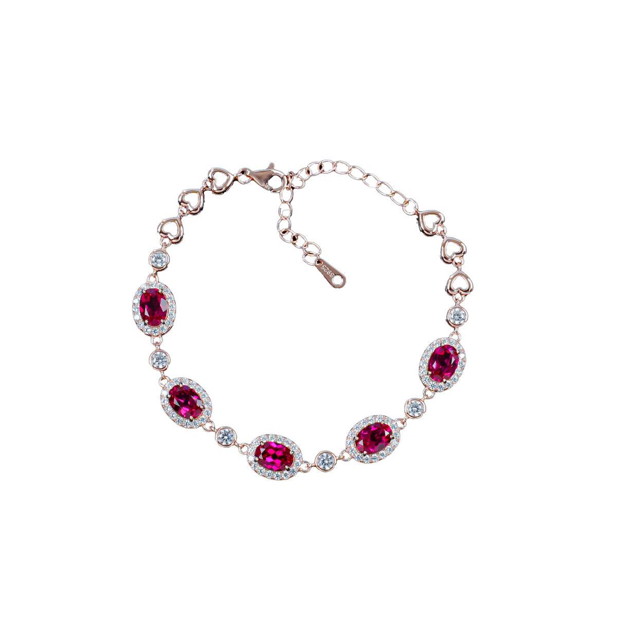 Lab created ruby bracelet in 925 sterling silver