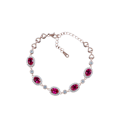 Lab created ruby bracelet in 925 sterling silver