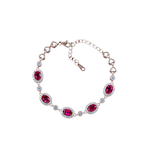 Lab created ruby bracelet in 925 sterling silver