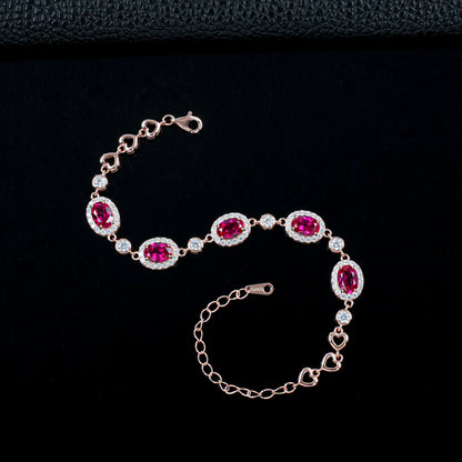 Lab created ruby bracelet in 925 sterling silver