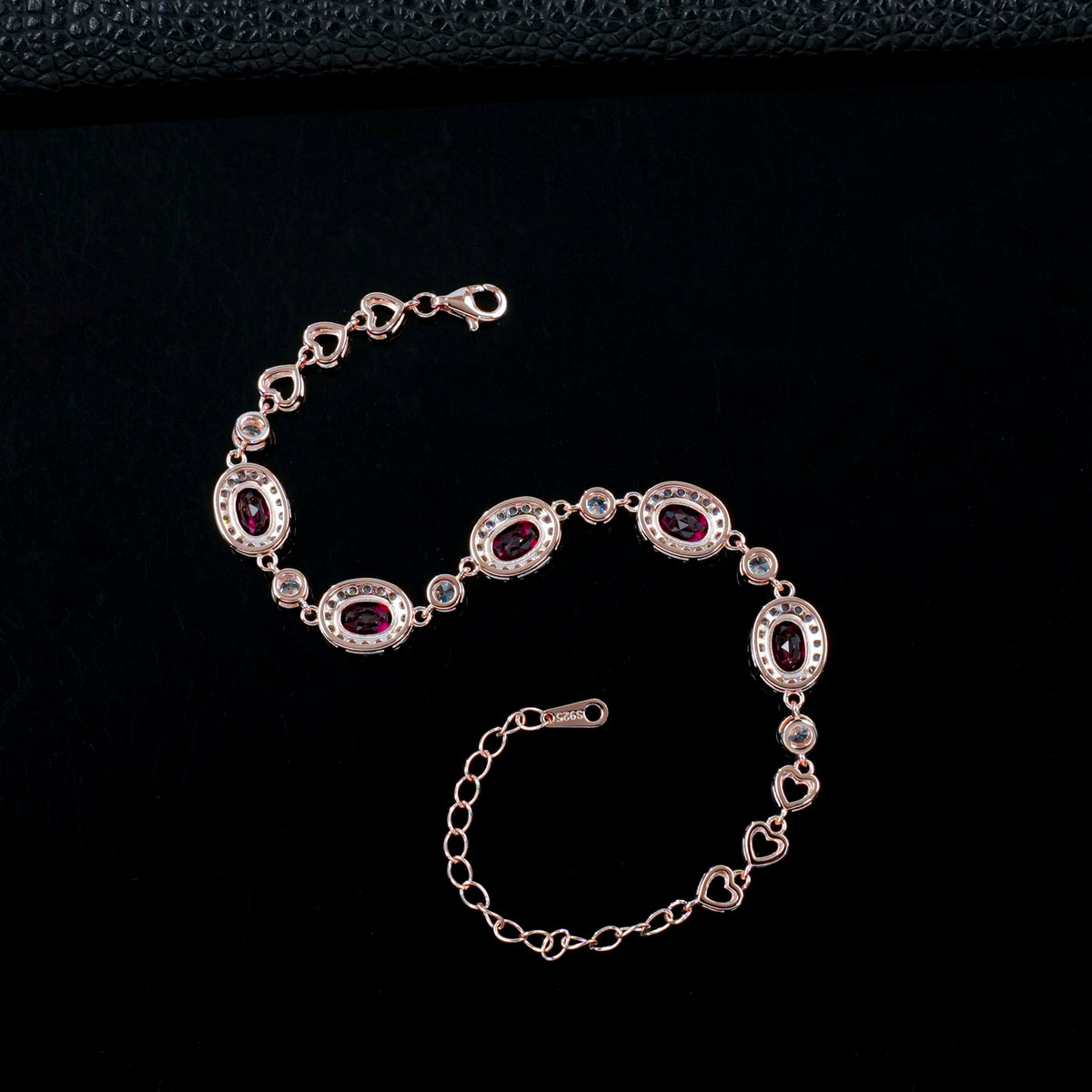 Lab created ruby bracelet in 925 sterling silver