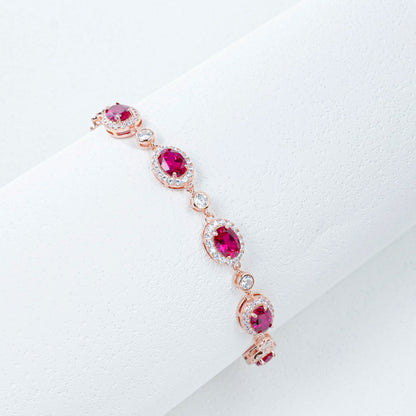 Lab created ruby bracelet in 925 sterling silver