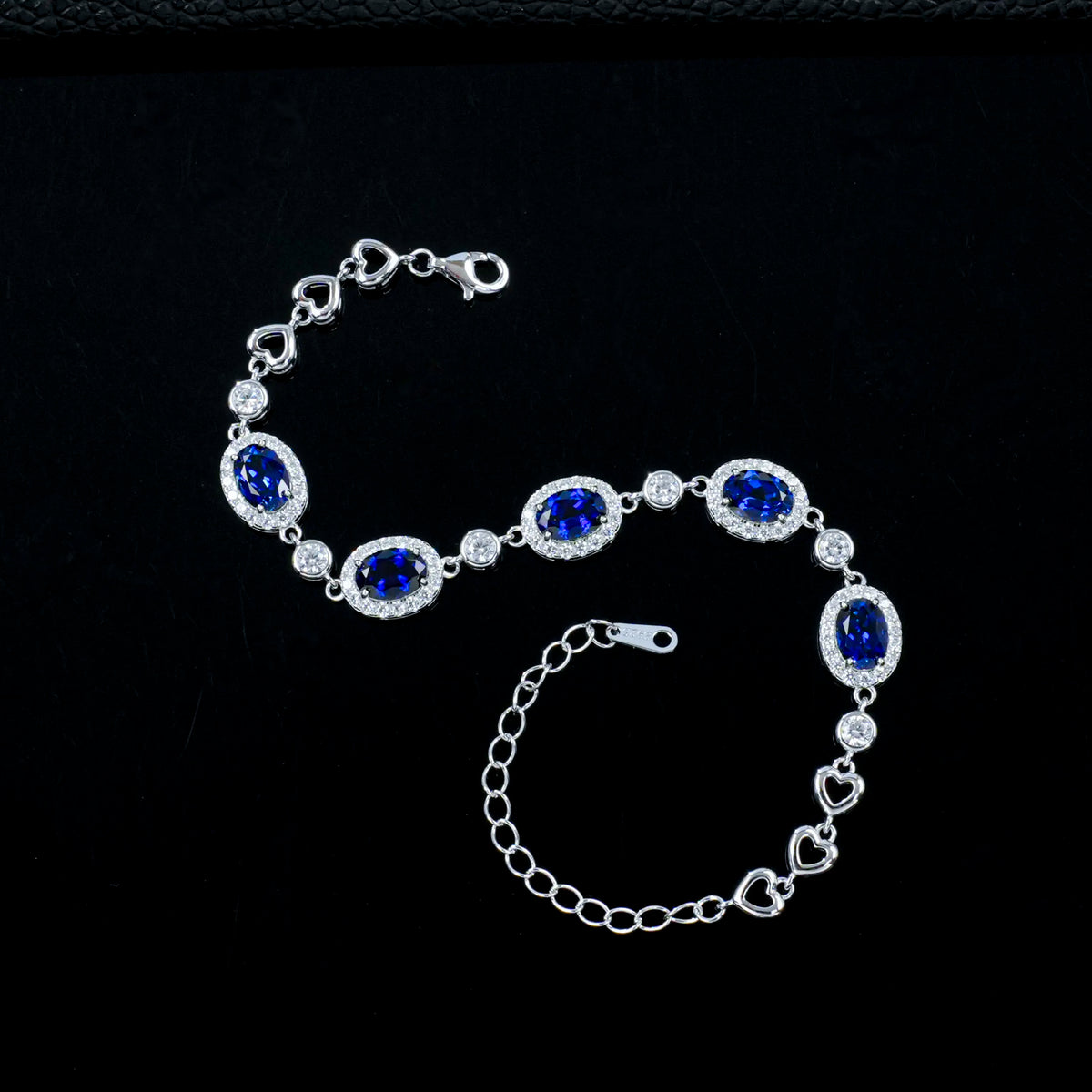 Oval sapphire halo bracelet
