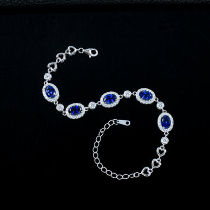 Oval sapphire halo bracelet