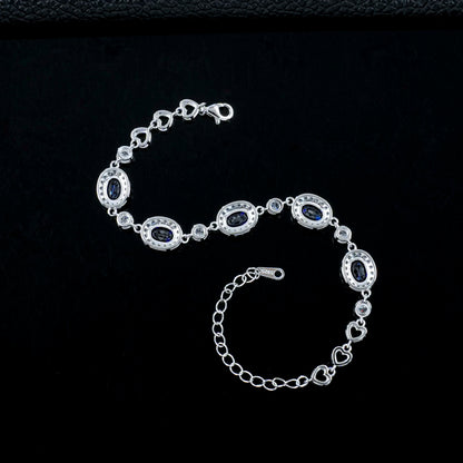 Oval sapphire halo bracelet