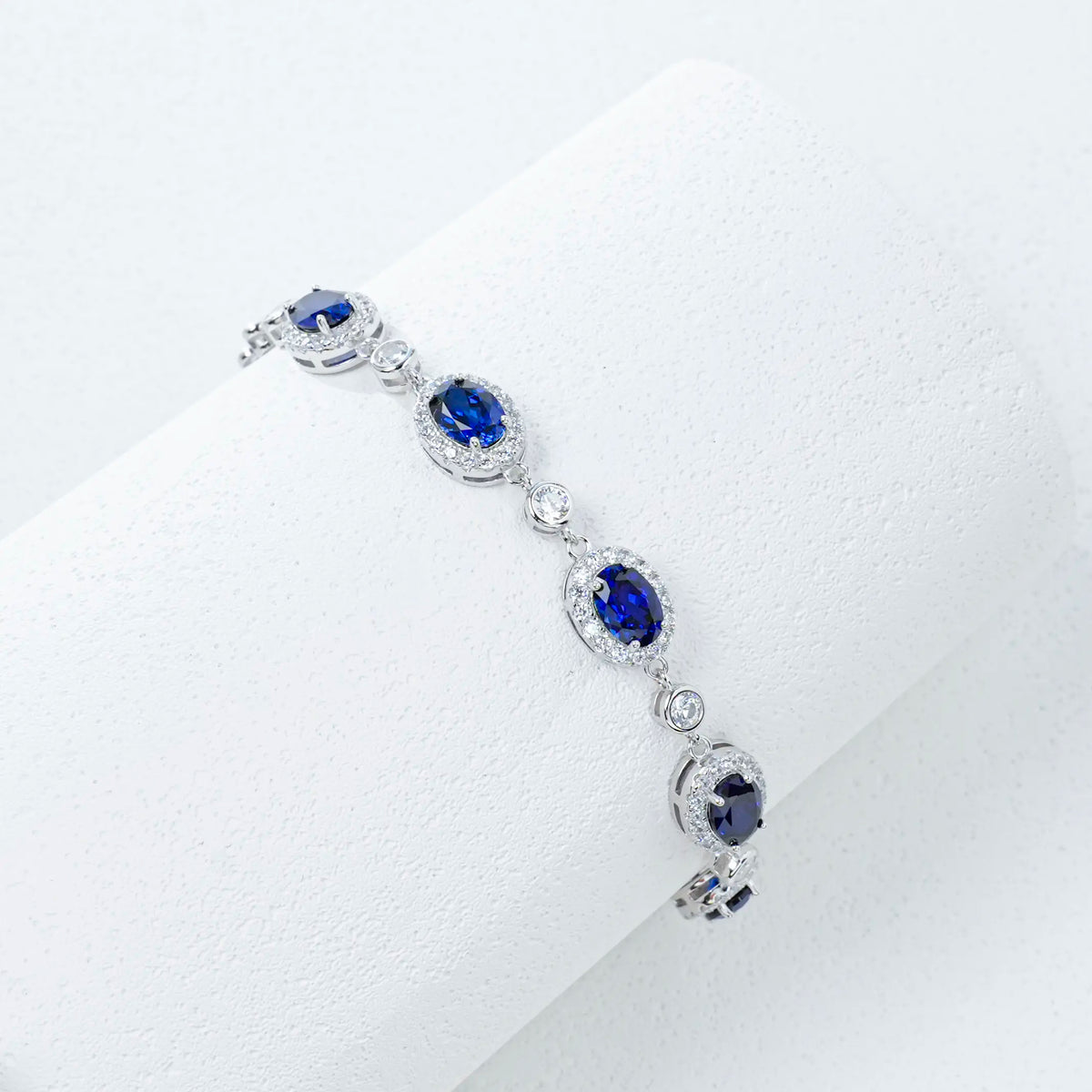 Oval sapphire halo bracelet