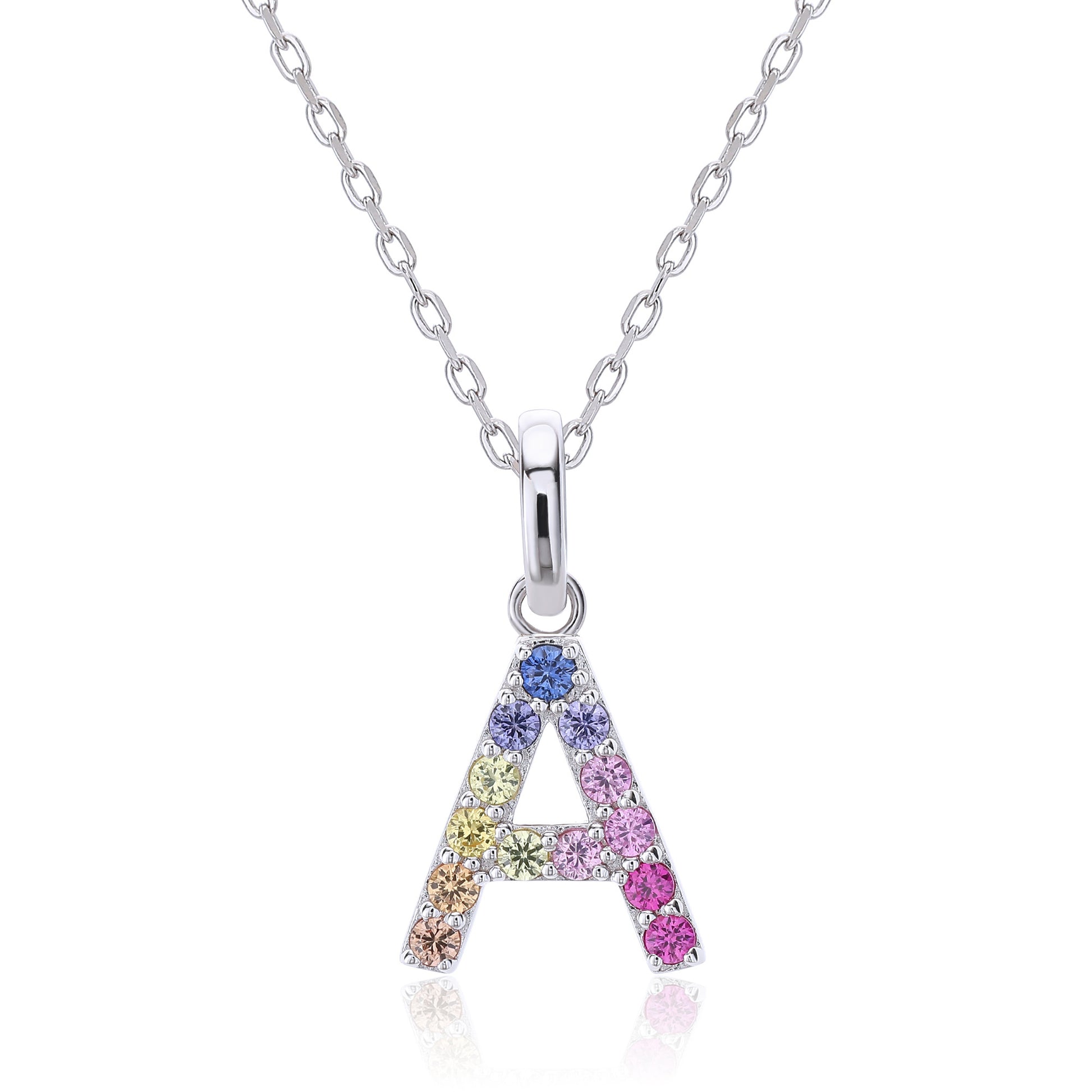 Vibrant lab-grown sapphire "A" pendant | Sterling silver initial necklace