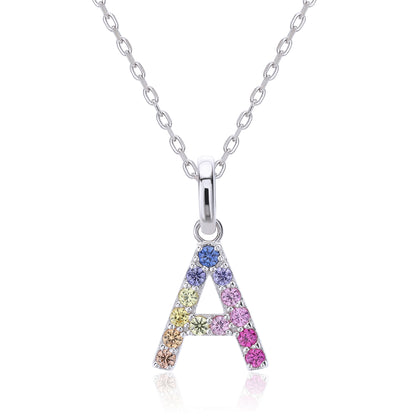 Vibrant lab-grown sapphire "A" pendant | Sterling silver initial necklace
