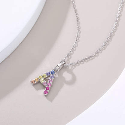 Vibrant lab-grown sapphire "A" pendant | Sterling silver initial necklace