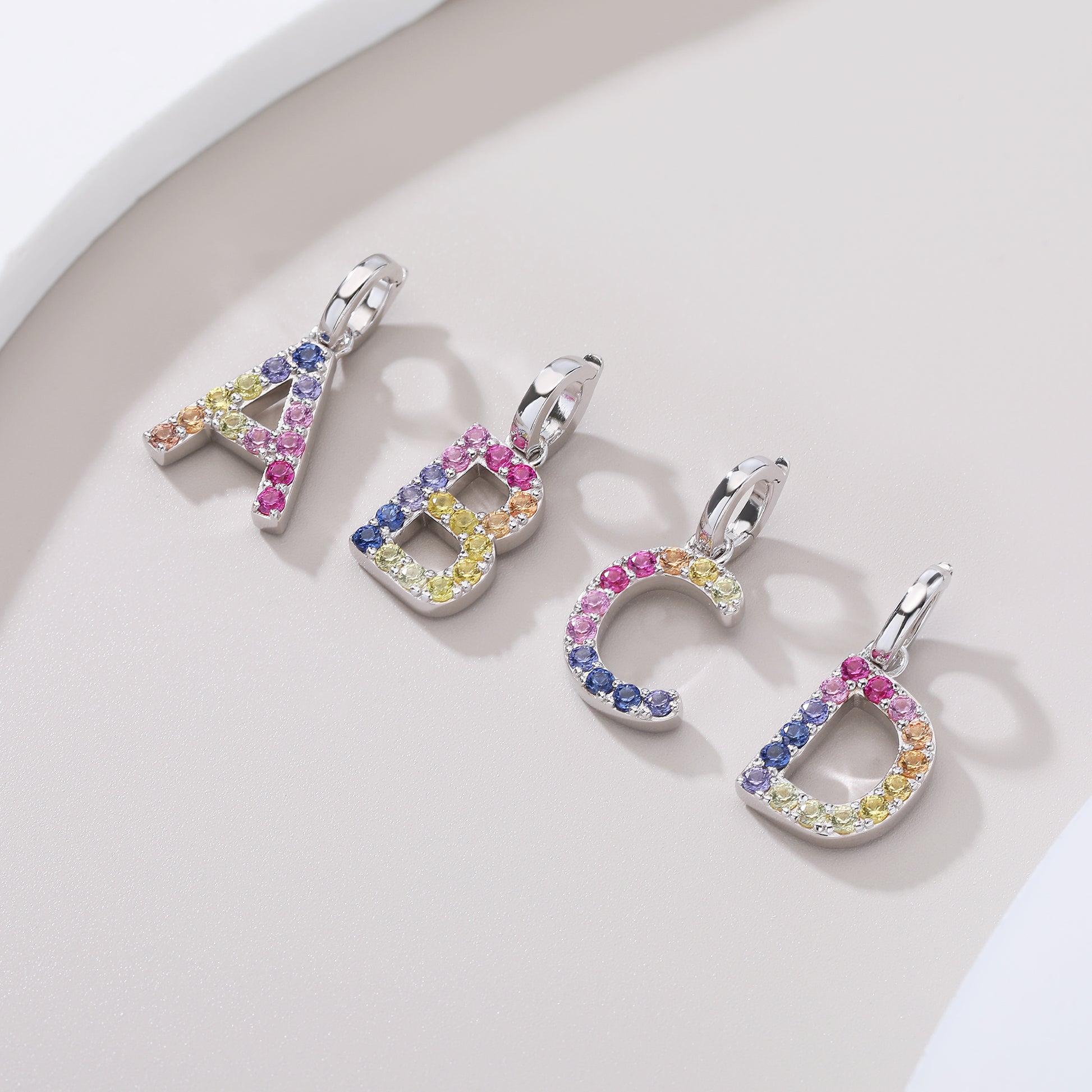 Vibrant lab-grown sapphire "B" pendant | sterling silver initial necklace