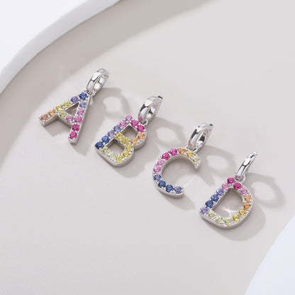 Vibrant lab-grown sapphire "B" pendant | sterling silver initial necklace