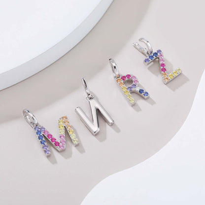 Vibrant Rainbow Lab-Grown Sapphire "N" Pendant | Sterling Silver Initial Necklace