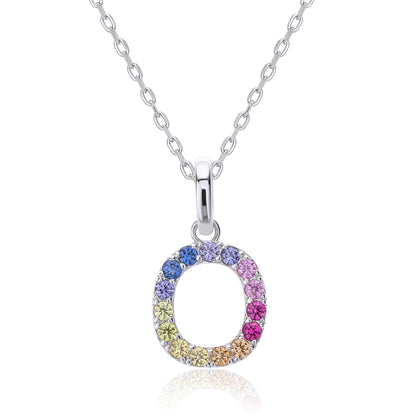 Vibrant Rainbow Lab-Grown Sapphire "O" Pendant | Sterling Silver Initial Necklace