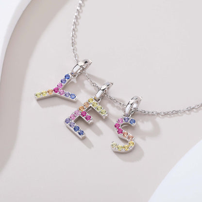 Vibrant Rainbow Lab-Grown Sapphire "Y" Pendant | Sterling Silver Initial Necklace