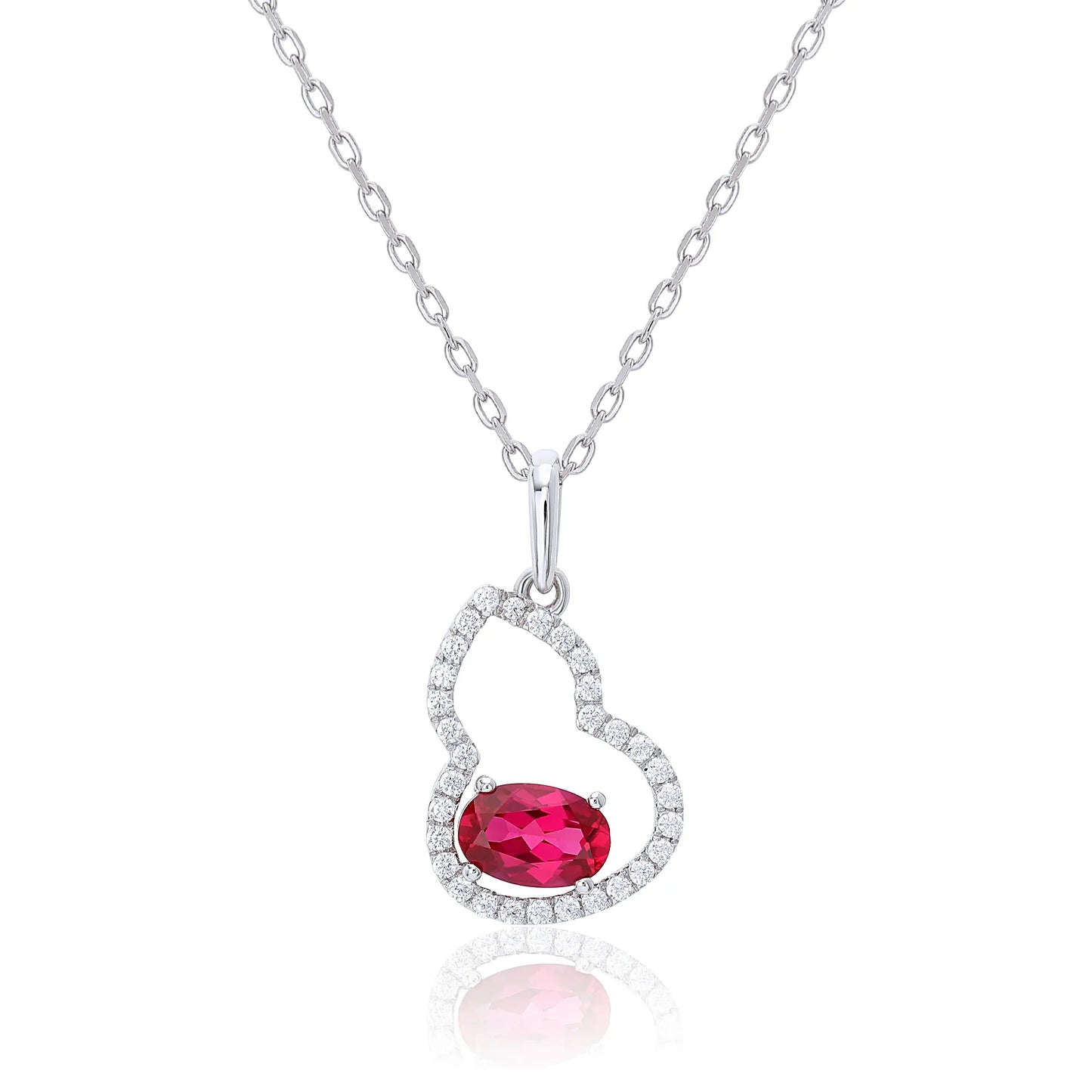 Lab Created Ruby Wulu Pendant Necklace in Sterling Silver 