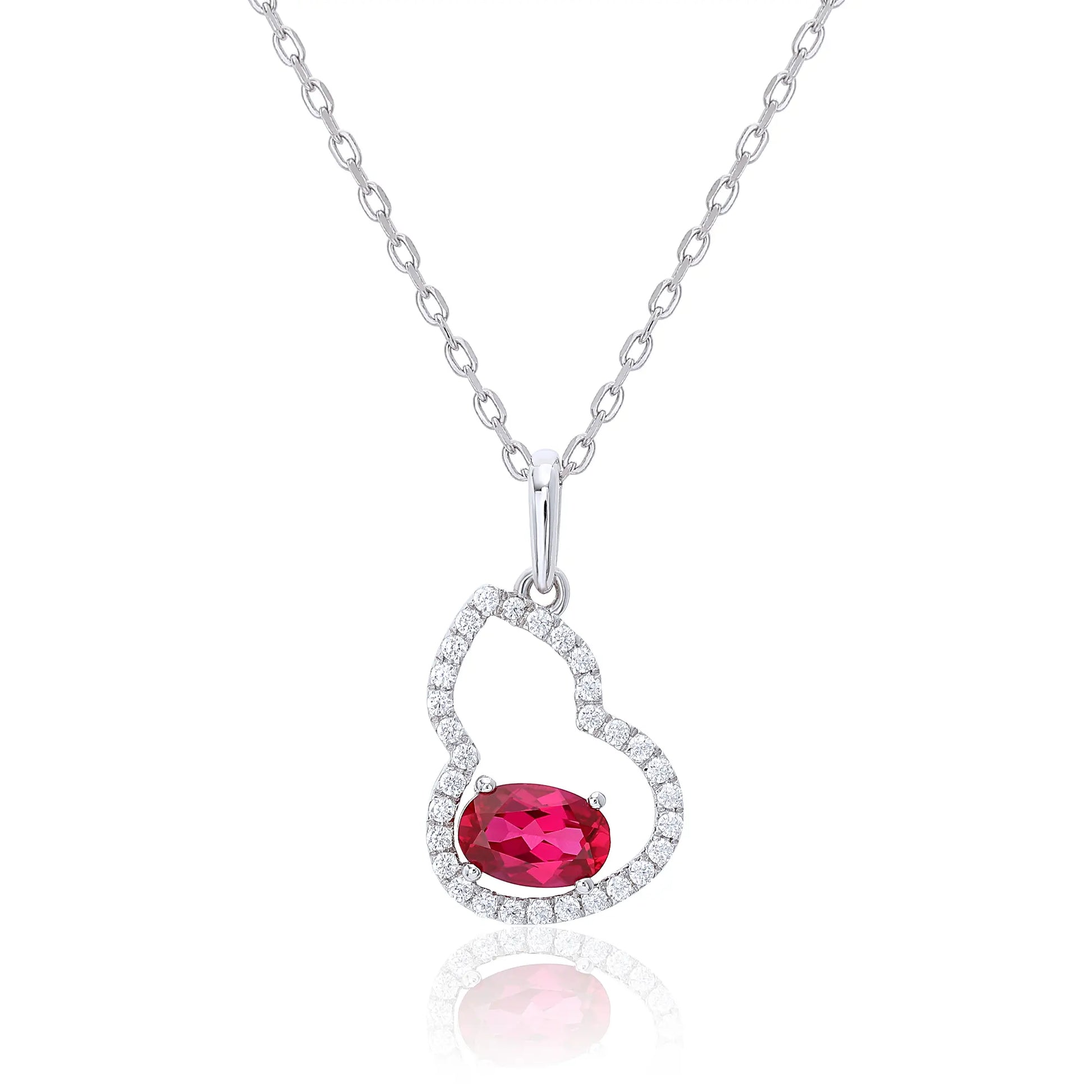 Lab Created Ruby Wulu Pendant Necklace in Sterling Silver 