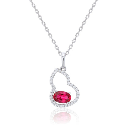 Lab Created Ruby Wulu Pendant Necklace in Sterling Silver 