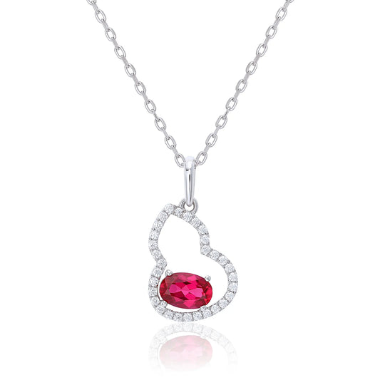 Lab Created Ruby Wulu Pendant Necklace in Sterling Silver 