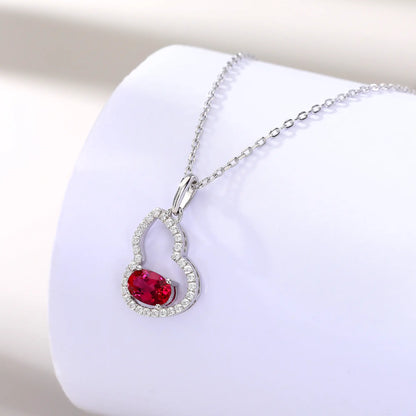 Lab Created Ruby Wulu Pendant Necklace in Sterling Silver 