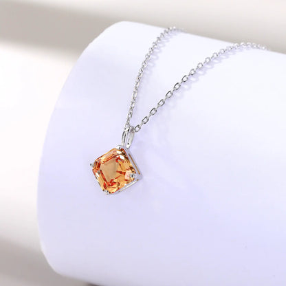 Asscher Cut Yellow Sapphire Necklace in 925 Sterling Silver