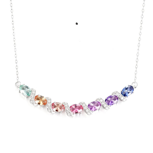 Oval Red Ruby Vine Necklace in 925 Sterling Silver