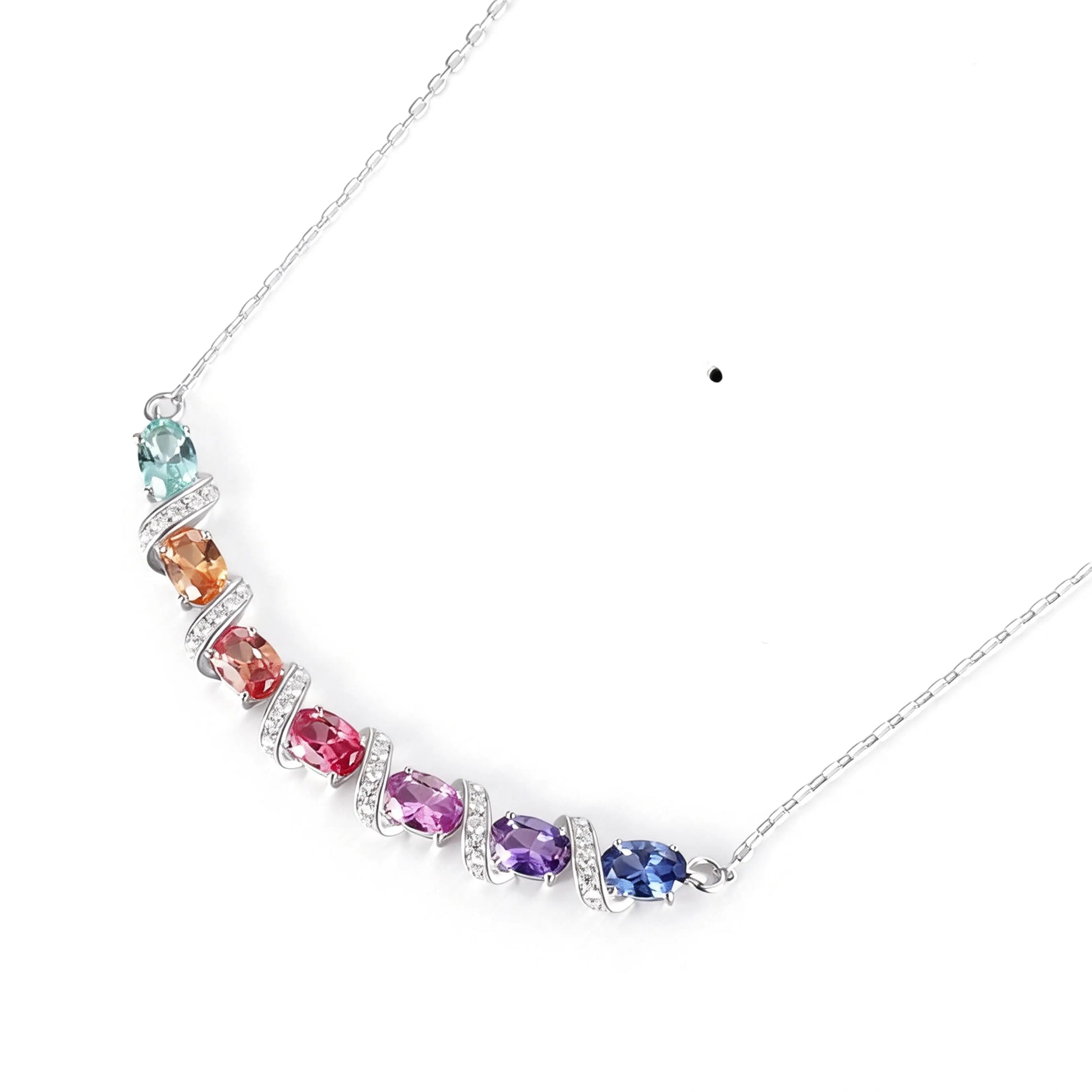 Oval Red Ruby Vine Necklace in 925 Sterling Silver
