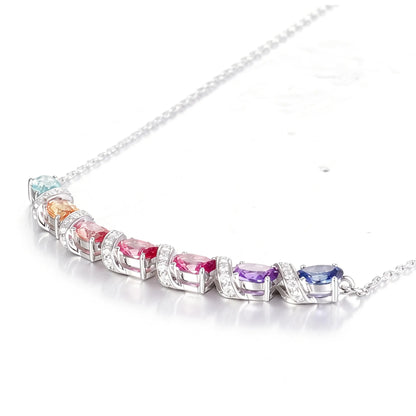 Oval Red Ruby Vine Necklace in 925 Sterling Silver