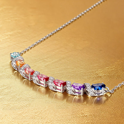 Oval Red Ruby Vine Necklace in 925 Sterling Silver