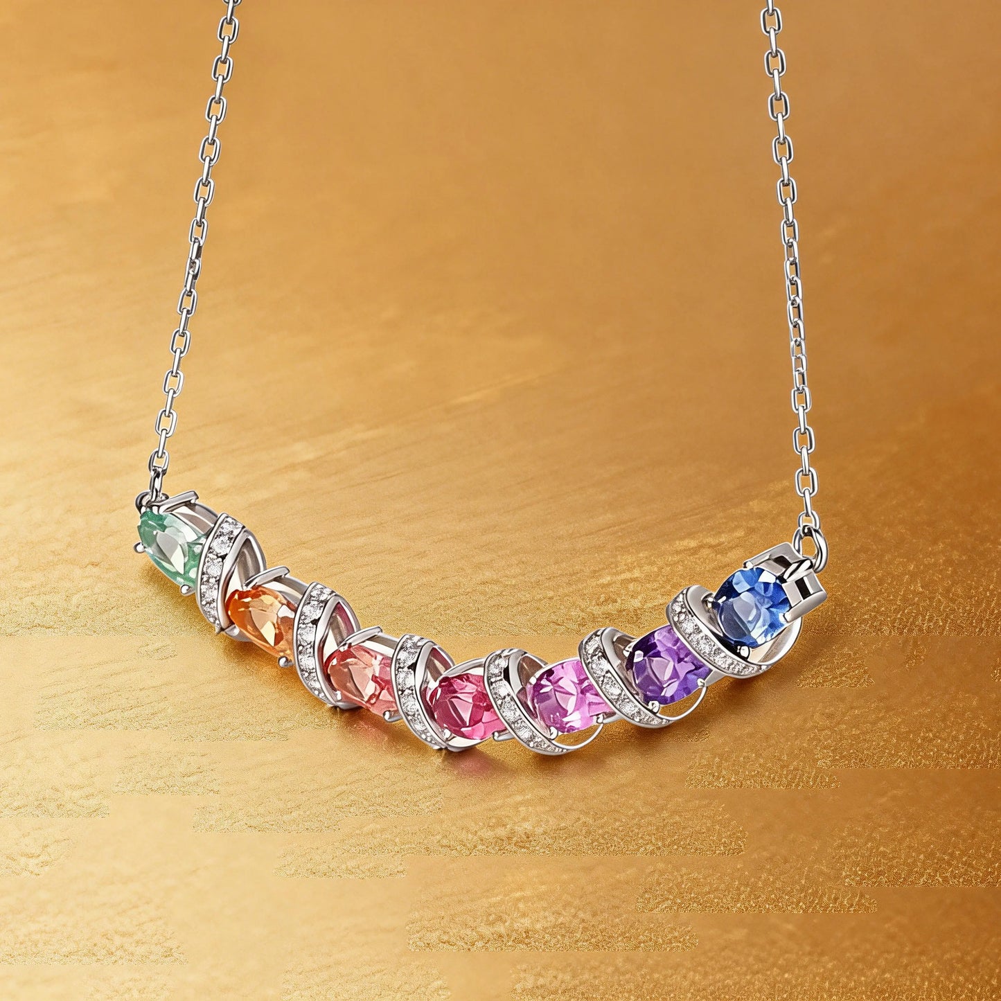 Oval Red Ruby Vine Necklace in 925 Sterling Silver