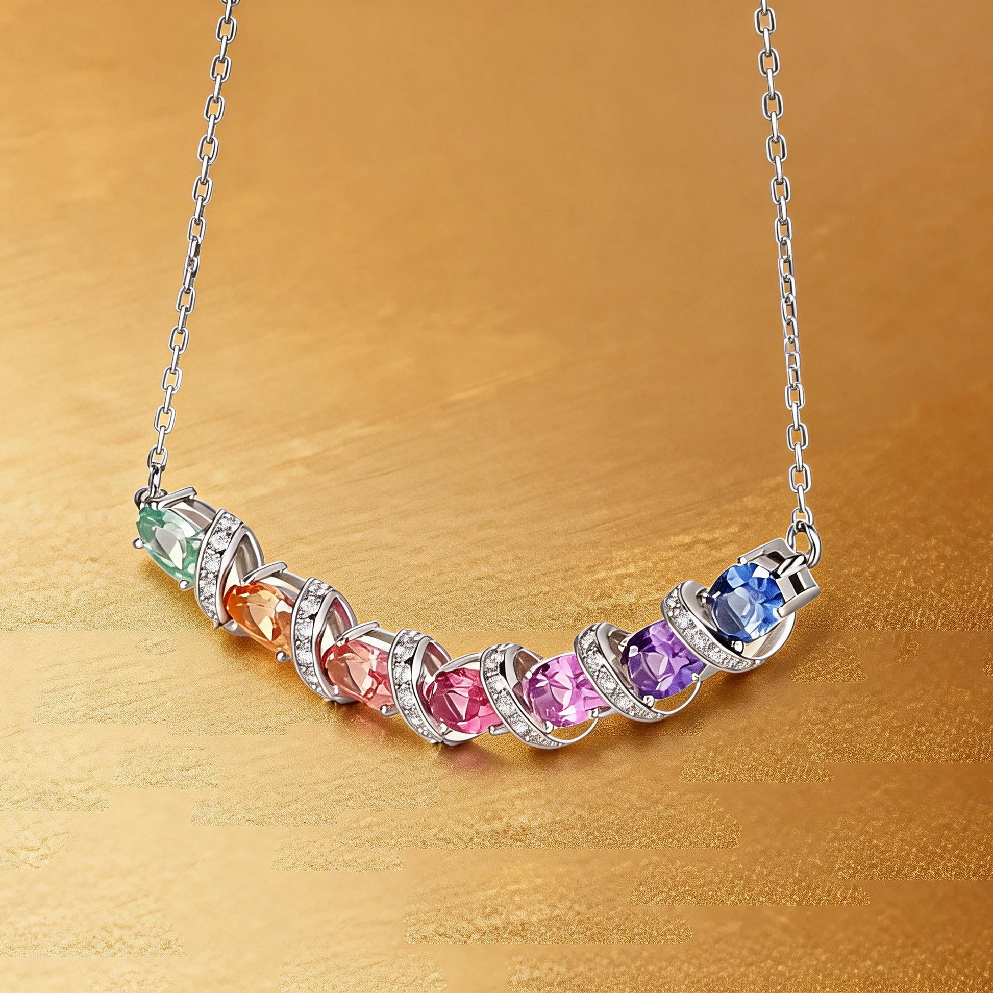 Oval Red Ruby Vine Necklace in 925 Sterling Silver