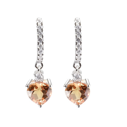 Yellow Moissanite Heart Earrings in 925 Sterling Silver