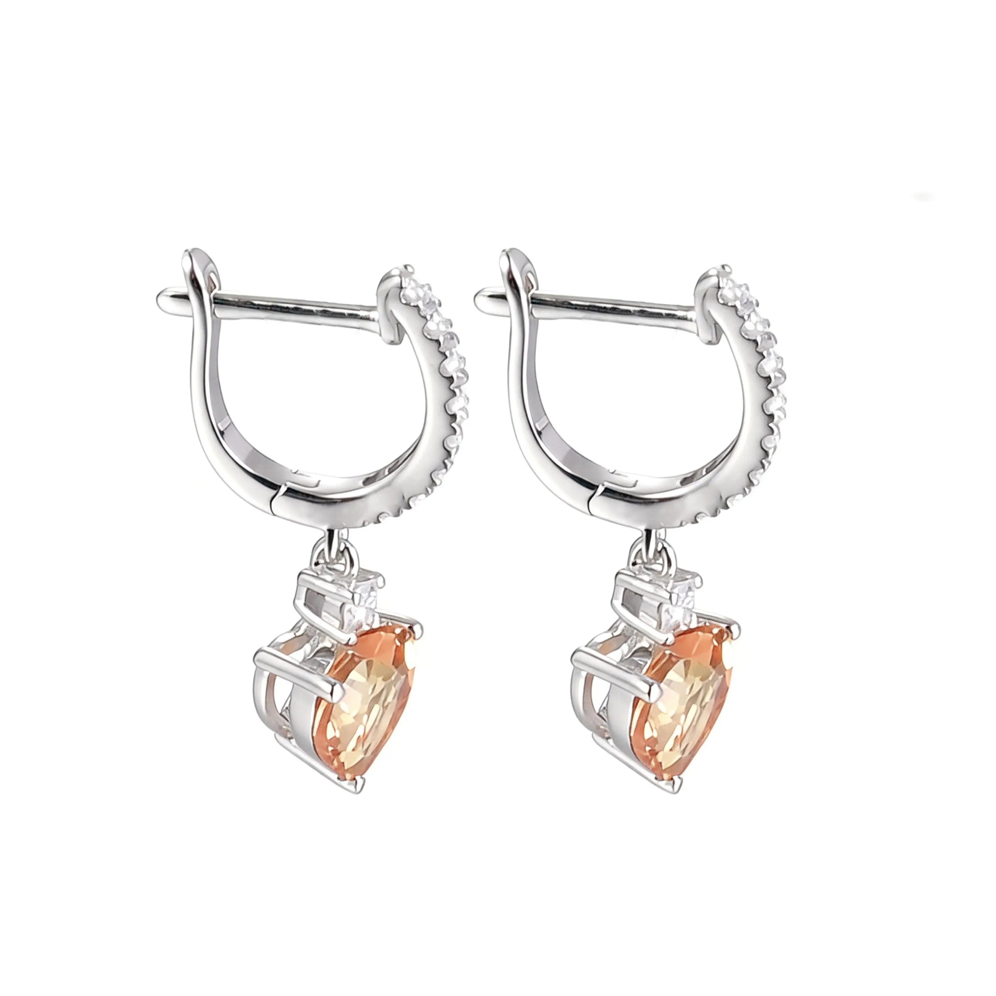 Yellow Moissanite Heart Earrings in 925 Sterling Silver