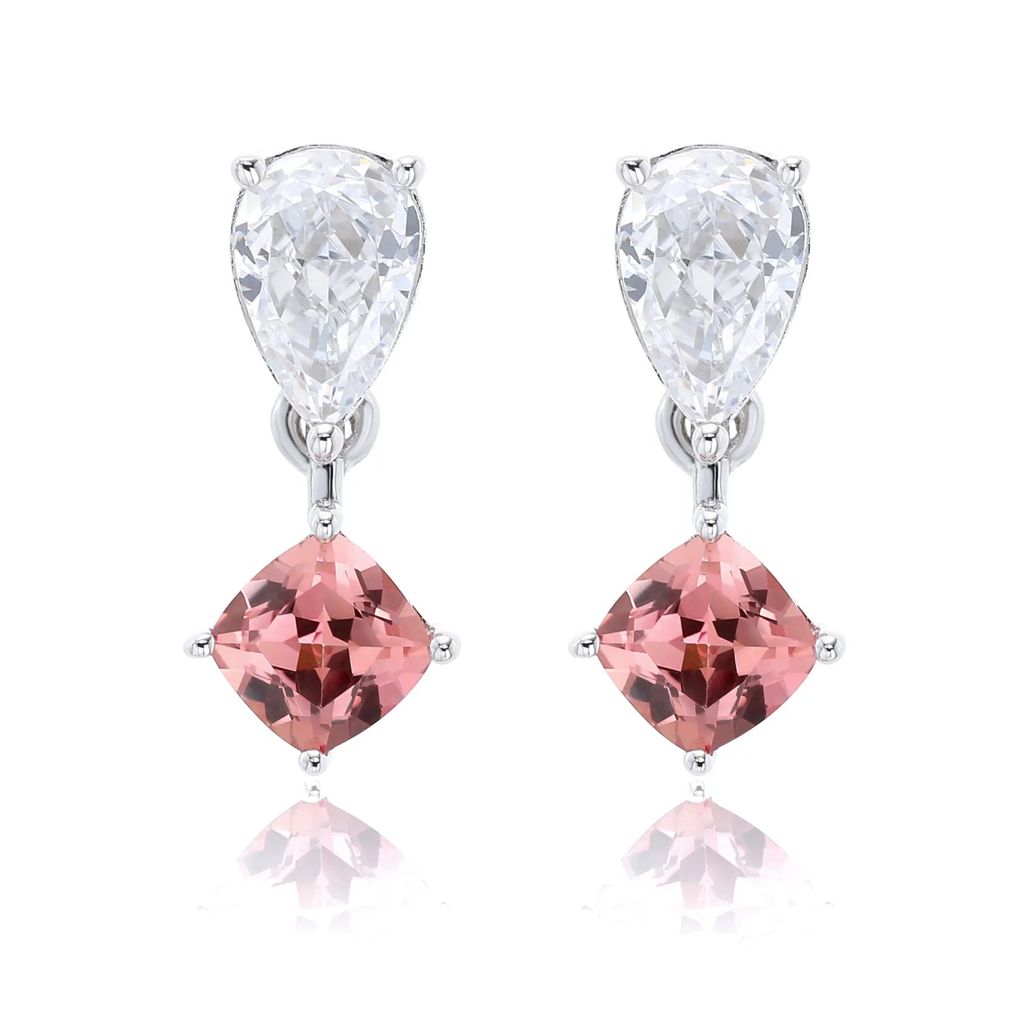 Two-Stone Pear Drop Moissanite Earrings in 925 Sterling Silver