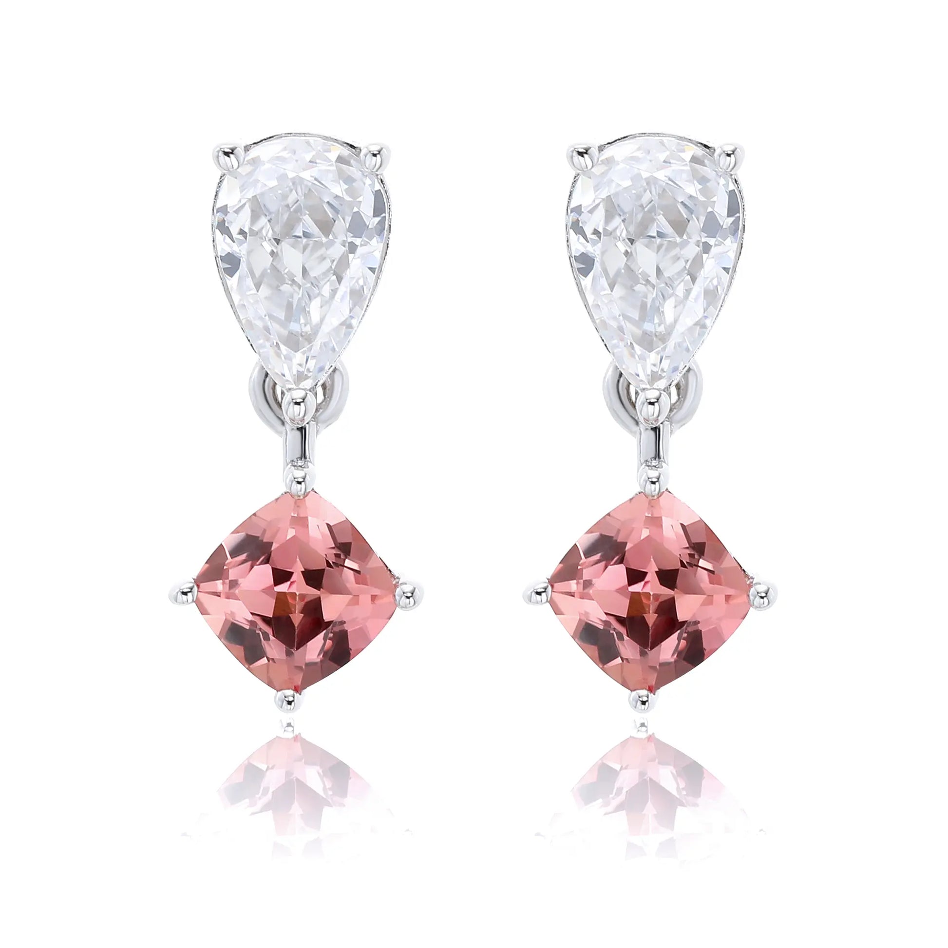 Two-Stone Pear Drop Moissanite Earrings in 925 Sterling Silver