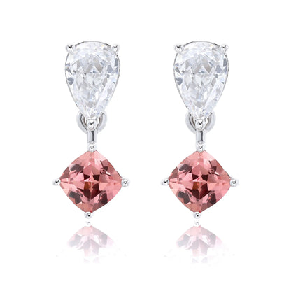 Two-Stone Pear Drop Moissanite Earrings in 925 Sterling Silver