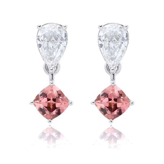 Two-Stone Pear Drop Moissanite Earrings in 925 Sterling Silver