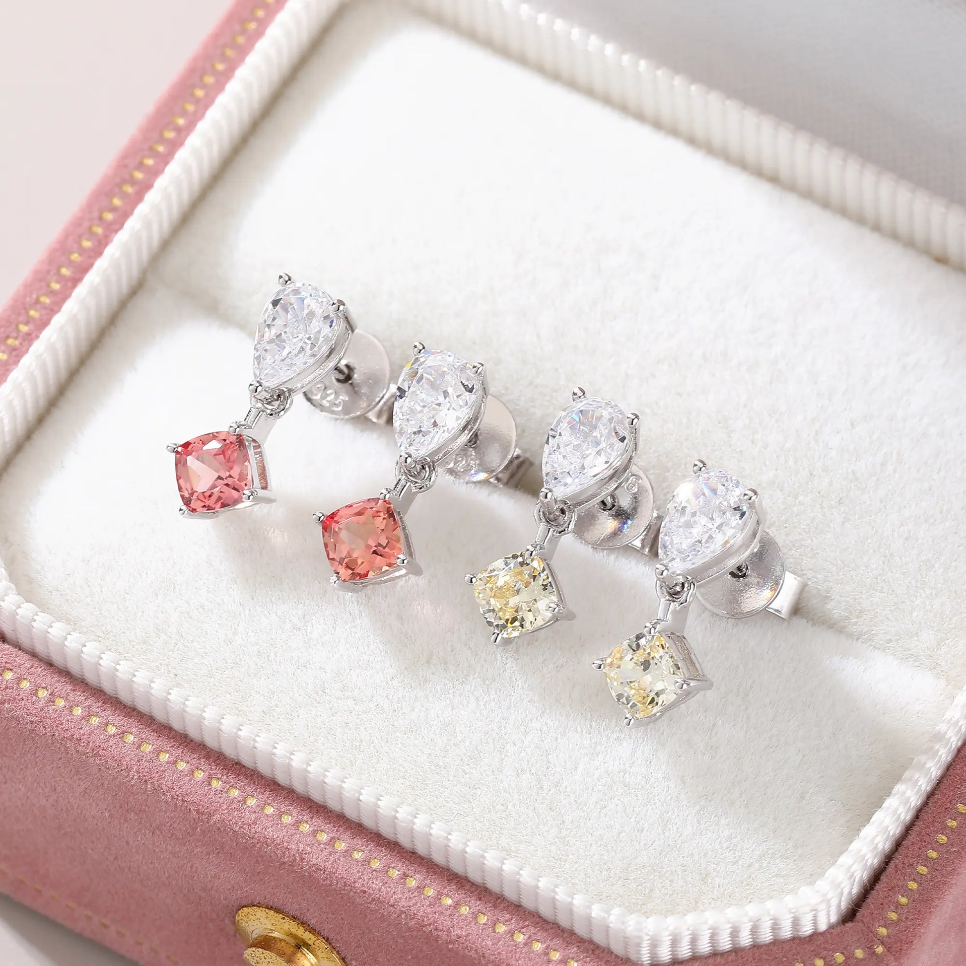 Two-Stone Pear Drop Moissanite Earrings in 925 Sterling Silver