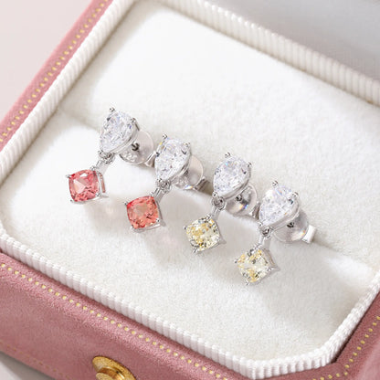 Two-Stone Pear Drop Moissanite Earrings in 925 Sterling Silver