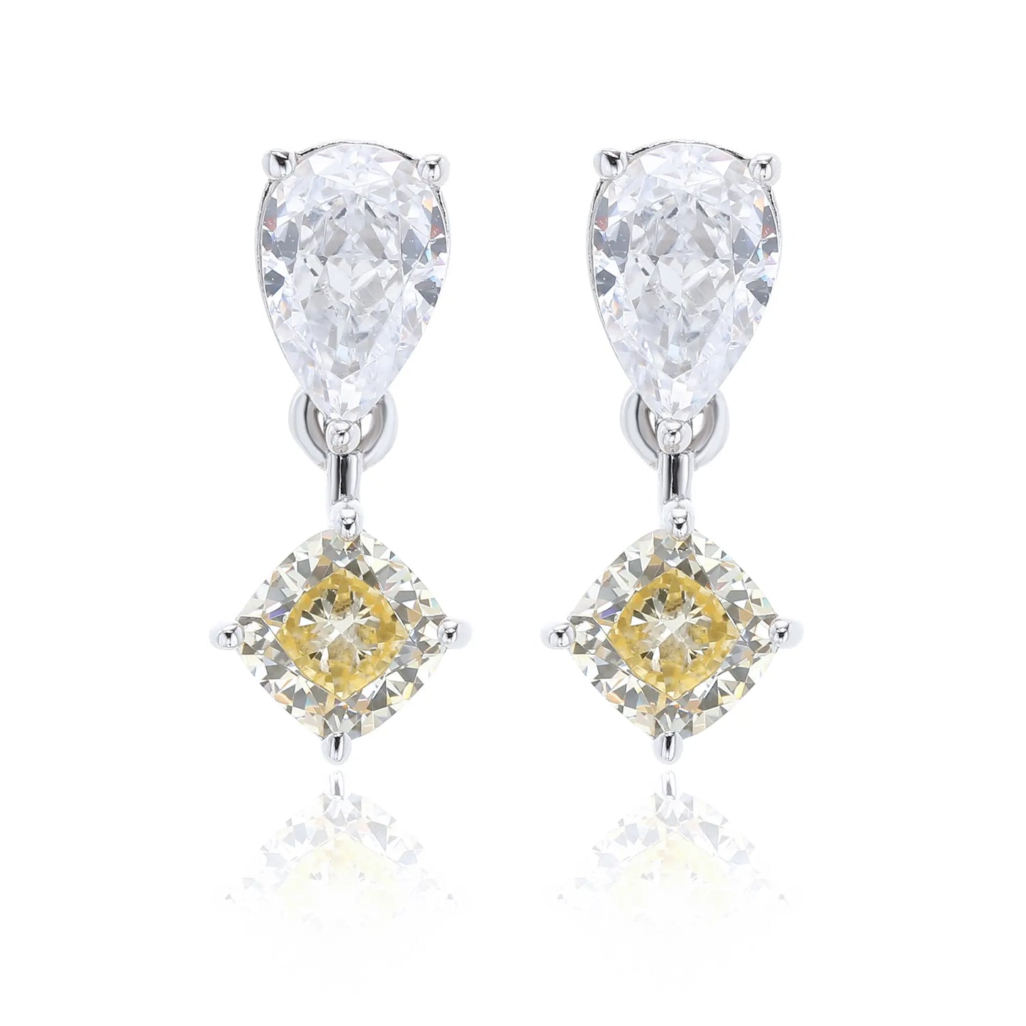 Two-Stone Pear Drop Moissanite Earrings in 925 Sterling Silver