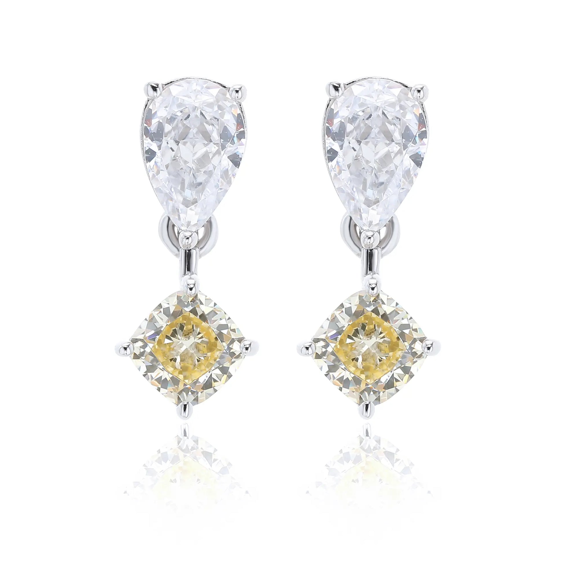 Two-Stone Pear Drop Moissanite Earrings in 925 Sterling Silver