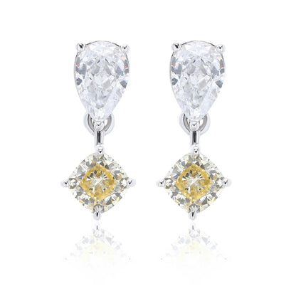 Two-Stone Pear Drop Moissanite Earrings in 925 Sterling Silver