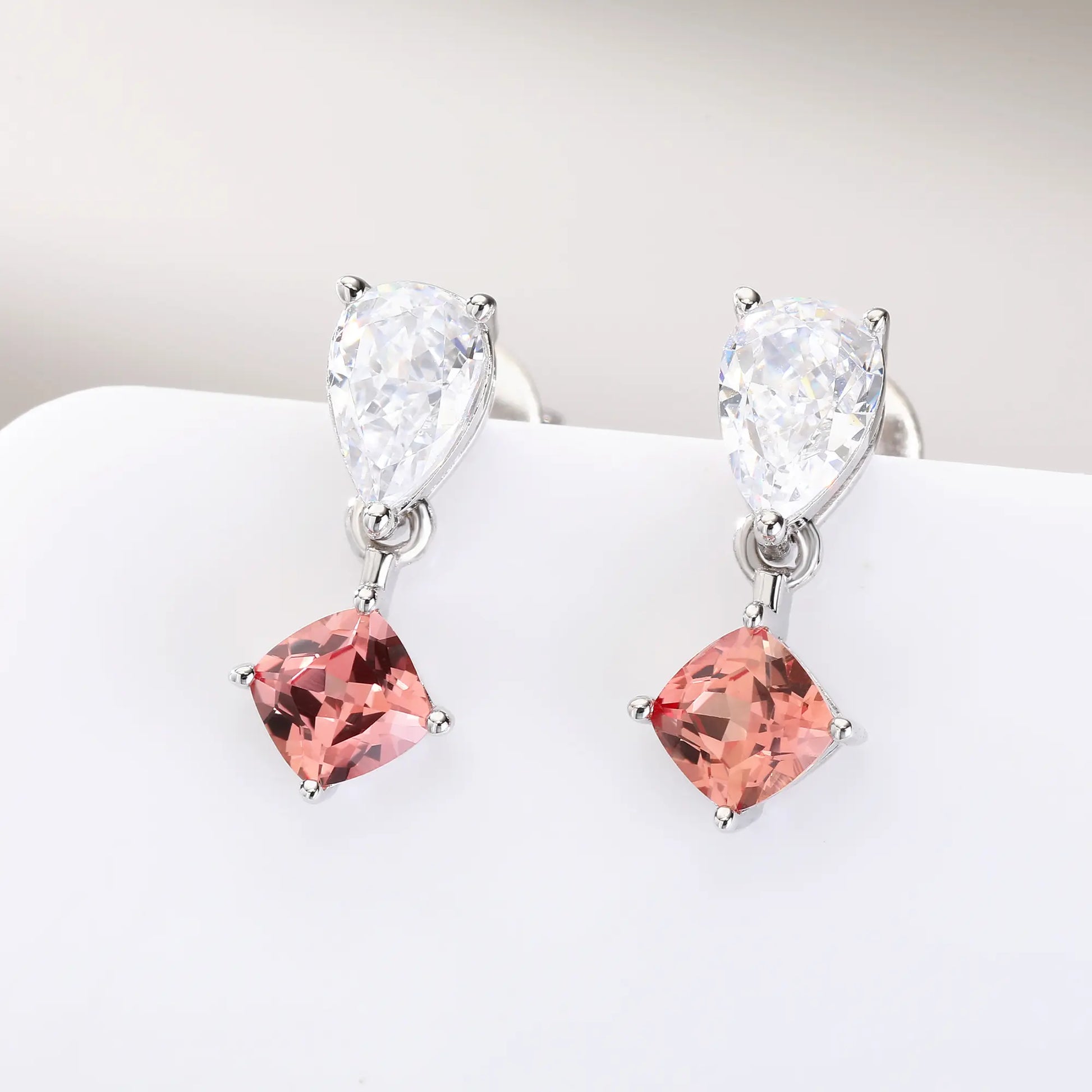 Two-Stone Pear Drop Moissanite Earrings in 925 Sterling Silver