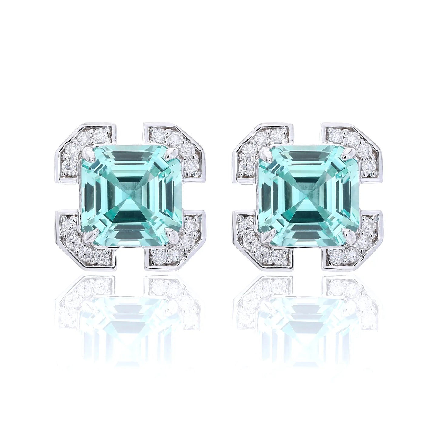 Asscher-Cut Blue Spinel Earrings in 925 Sterling Silver