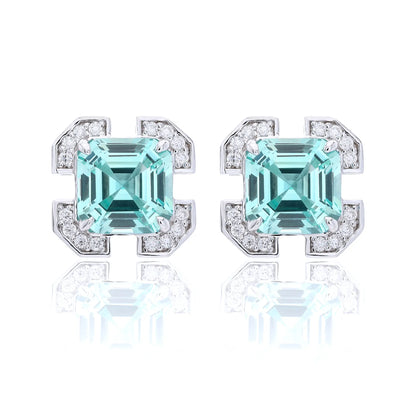 Asscher-Cut Blue Spinel Earrings in 925 Sterling Silver